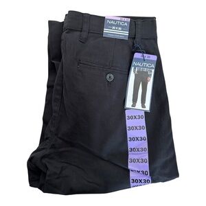 Nautica Men’s Straight Fit Black Pants Size  | Cotton‎ Stretch Chino Style